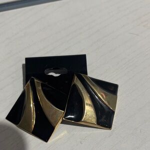 Vintage 90s Black and Gold Modernist Diamond Shaped